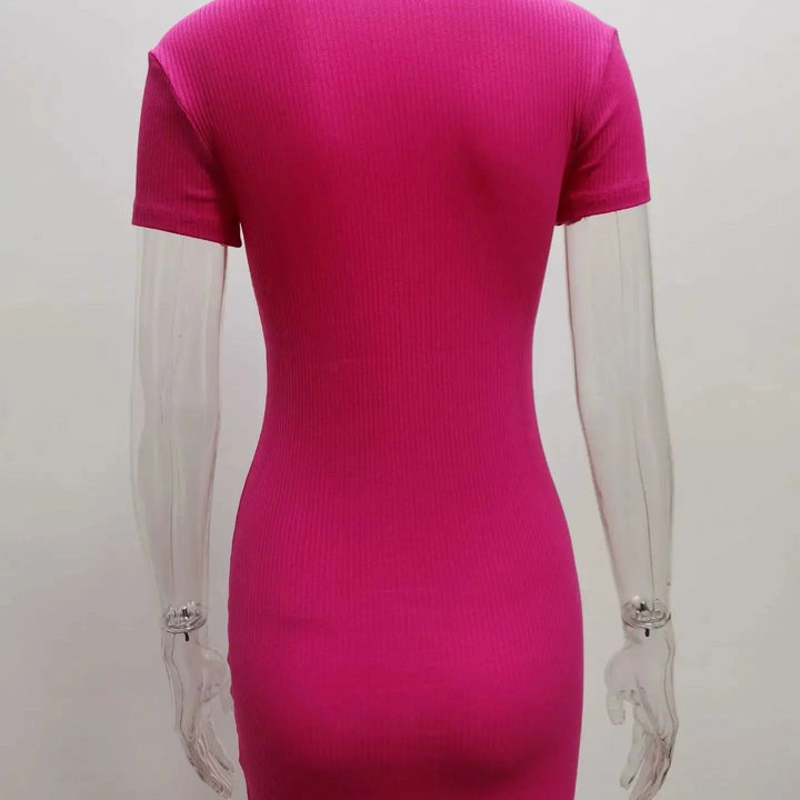Women's Spring 2023 New Cross border European and American Dress Sexy Wrap Hip Skirt Short Sleeve Zipper miniskirt