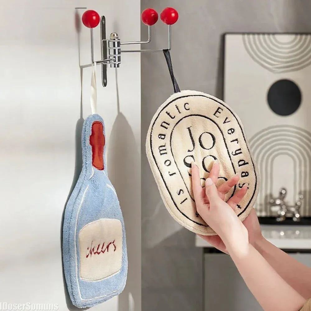 The New-style Hand Towel Home Hanging Thickened Convenient Double-layer Speed Dry Absorbent Hand Cloth Kitchen and Bathroom Foot
