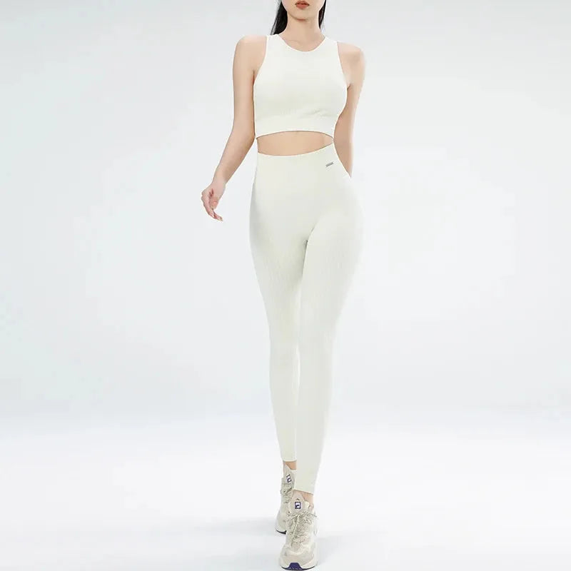Women's sports fitness suit yoga running shock bra underwear slim leg lift hip tight base nine minutes trousers