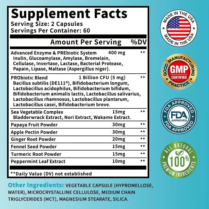 Digestive enzymes - promote intestinal digestion and relieve bloating and constipation