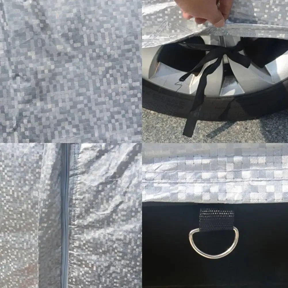 Universal Half Car Cover Shade Cover Outdoor Reflection Aluminum Film Waterproof Auto Cover For Sedan Hatchback Suv E2p5