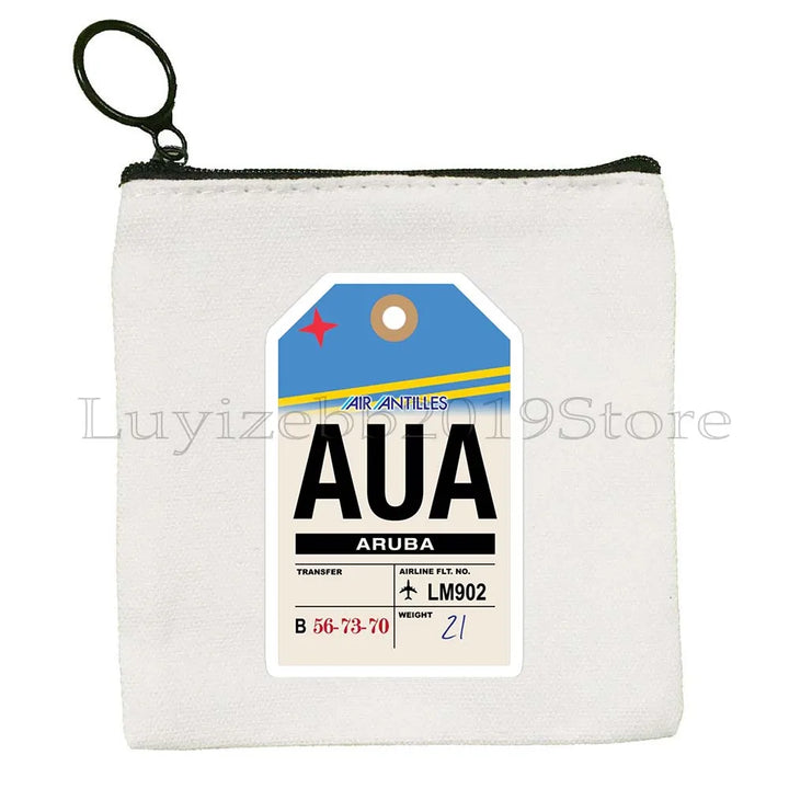 Dubai United Arab Emirates UAE Map Flag Asia Skyline Skyscraper Burj Khalifa Canvas Coin Purse Key Case Bag Wallet Zipper Pouch