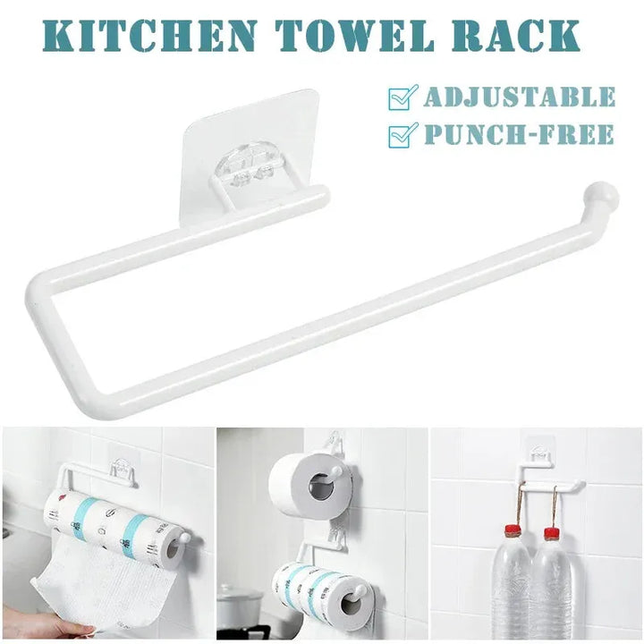 No-punch Kitchen Paper Holder Bathroom Storage Paper Towel Holder Toilet Wall Hook Toilet Paper Stand Home Organizer Toilet Acce