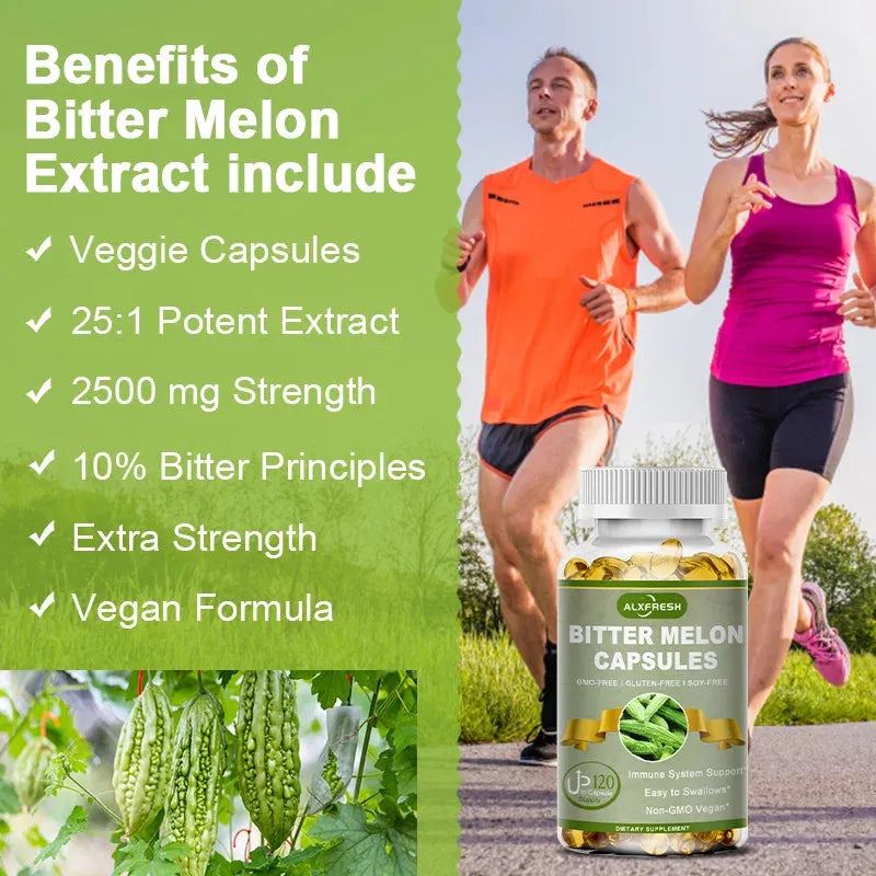 Alxfresh Bitter Melon 2500mg | Non-GMO Vegan Gluten-free | Health Nutrition Supplement for Adult Old People