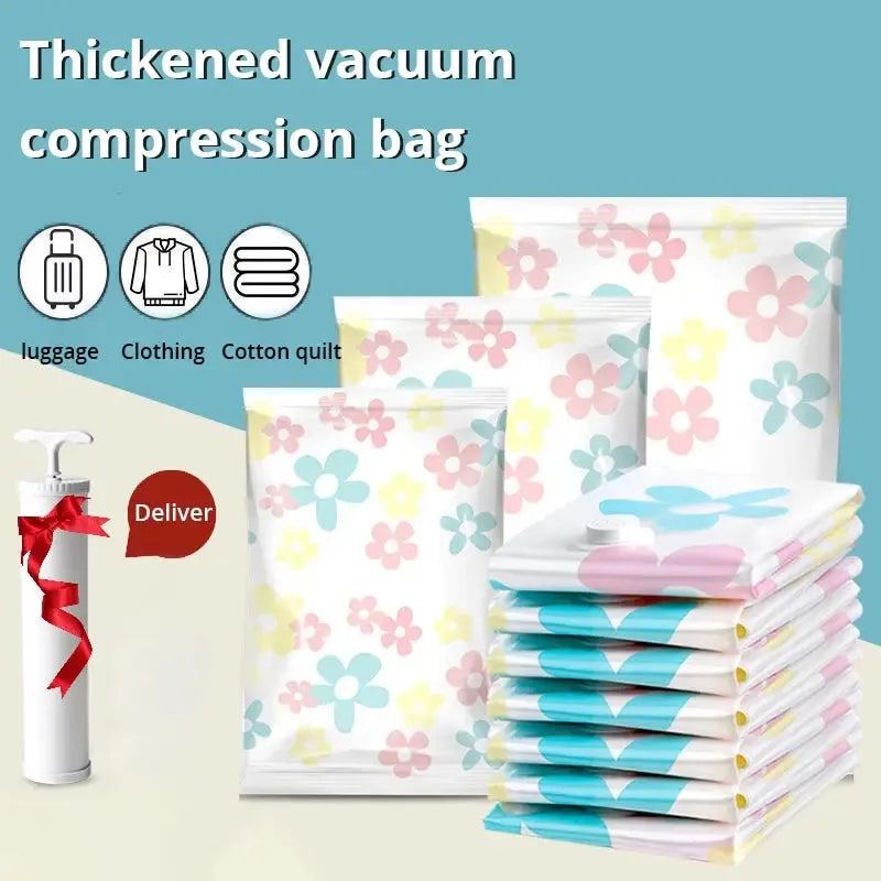 Free Hand Pump Vacuum Compression Bag Set For Multifunctional Storage Bag With Macaron Color Home Quilt Storage Bag
