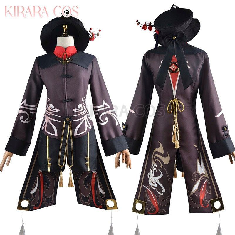 Game Genshin Impact Hutao Cosplay Costume Wig Pony Tail Liyue Hu Tao Rings Genshin Cosplay Costumes