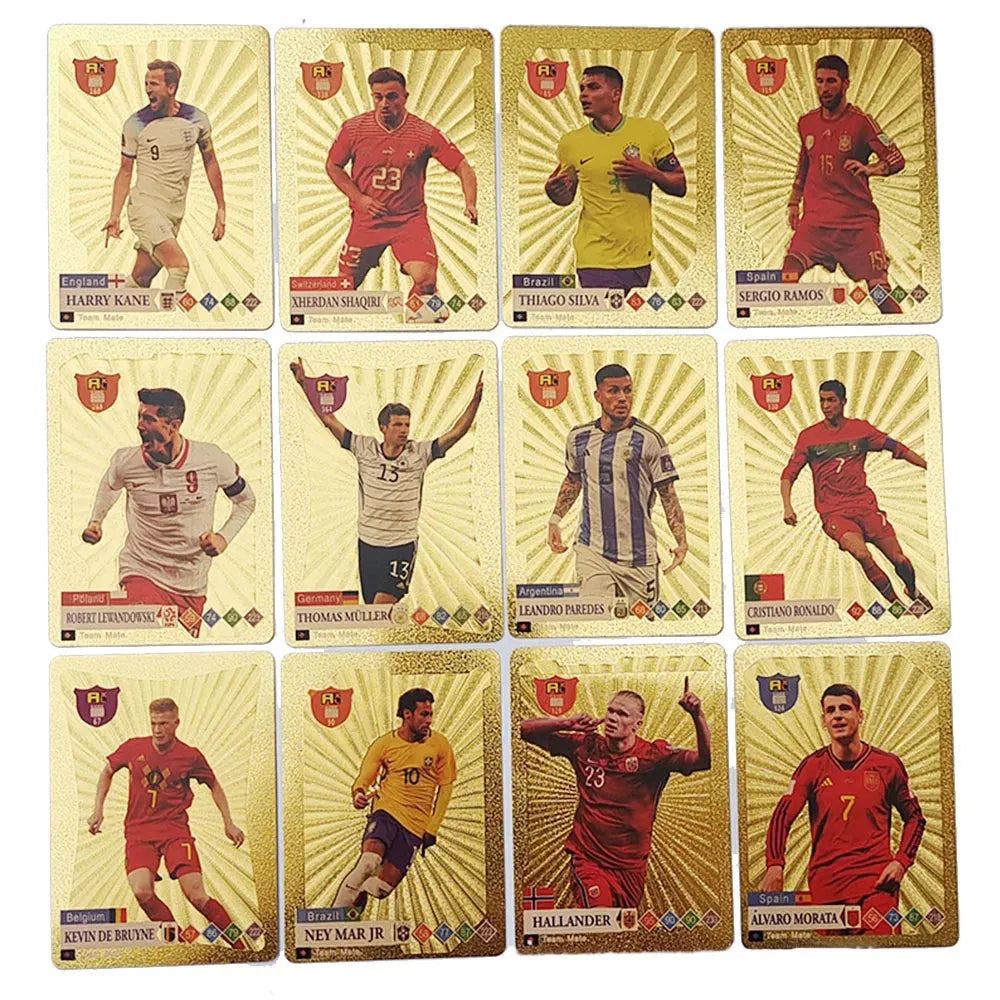 55Pcs Messi Ballsuperstar Gold Card Star Limited Edition Signature Series Trading Football Player Card Children's Fan Gift Pack