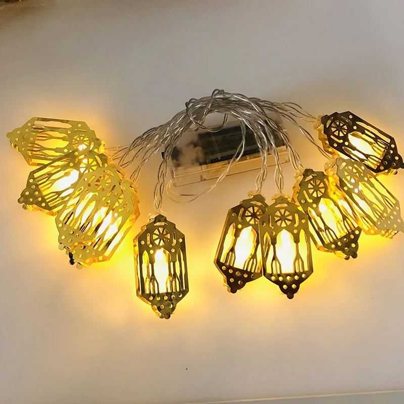 Moon Star Led String Lights EID Mubarak 2024 Ramadan Kareem Decoration For Home Islam Muslim Event Party Supplies Eid Al-Fitr
