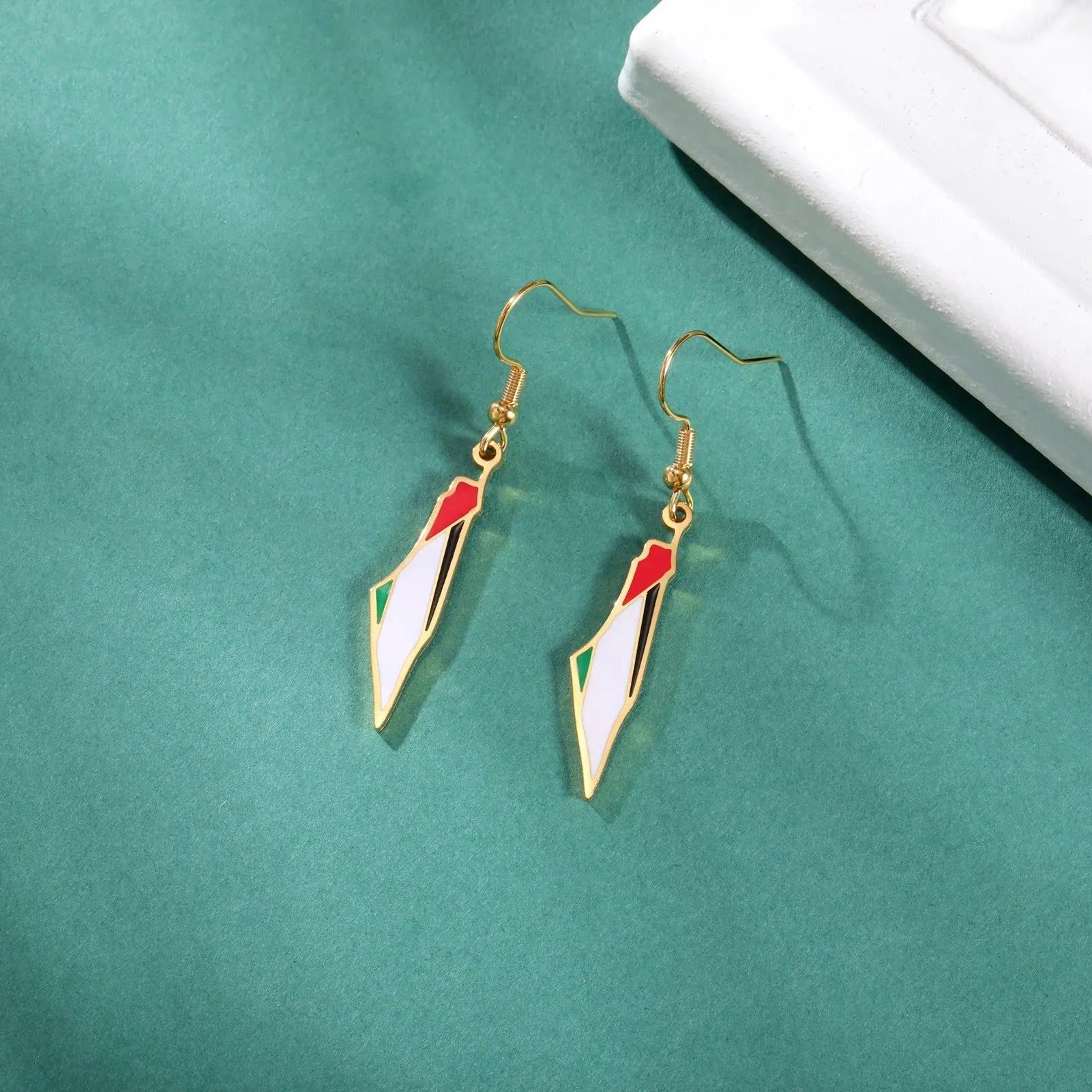 Cazador Palestine Map Earrings for Women Girls Stainless Steel Jewelry State Geography Drop Earrings Gift Wholesale Trendy 2024