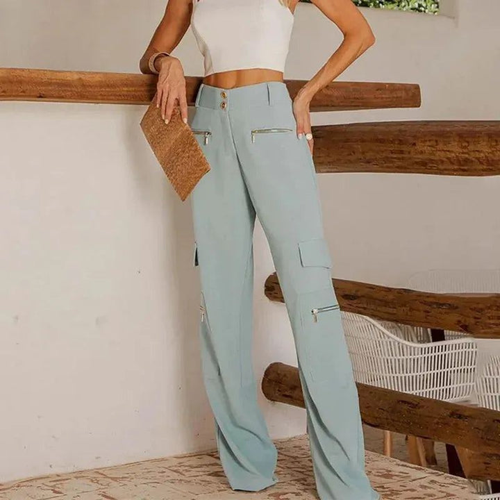 Women Two Piece Set Summer Stylish Solid Suspender Sleeveless Bacekless Lace Up Camisole Top Loose Cargo Pants Sets