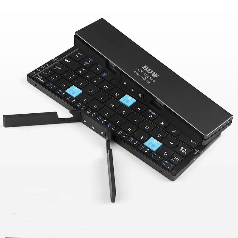 MINI FOLDING BLUETOOTH KEYBOARD WIRELESS KEYPAD SUPPORT3 DEVICES WITH STAND RECHARGEABLE FOLDABLE KEYBOARD FOR PHONE TABLET