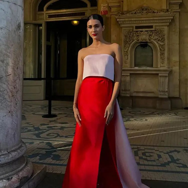 Women Elegant Long Dress Fashion Off Shoulder Strapless Sleeveless Splited Robe 2024 Chic Lady Evening Party Gown Vestidoes