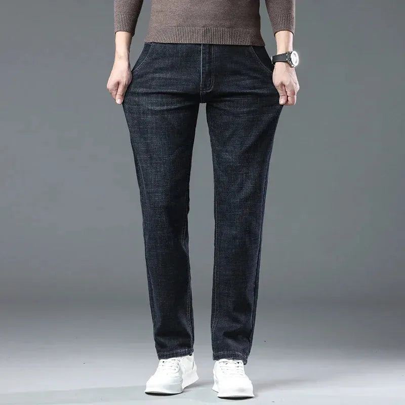2024 New Straight Baggy Jeans Ultra-thin Comfortable Business Male Trousers Casual Blue Black Classic Denim Pants