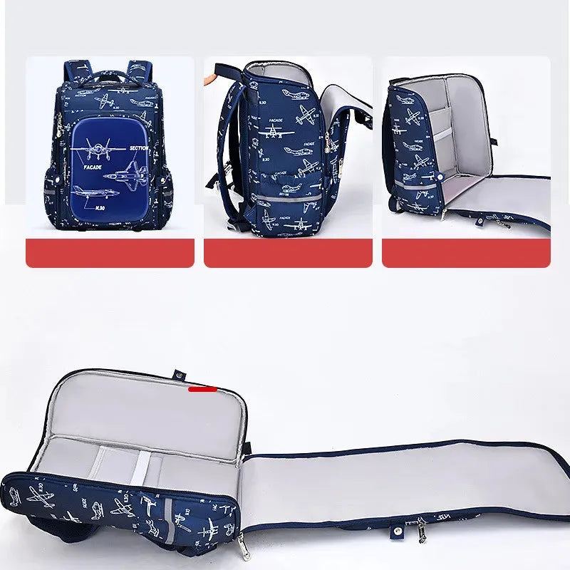 3D fighter jet printed boy backpack Integrated opening big capacity children school bags 2 sizes schoolbag suitable for ages 1-6