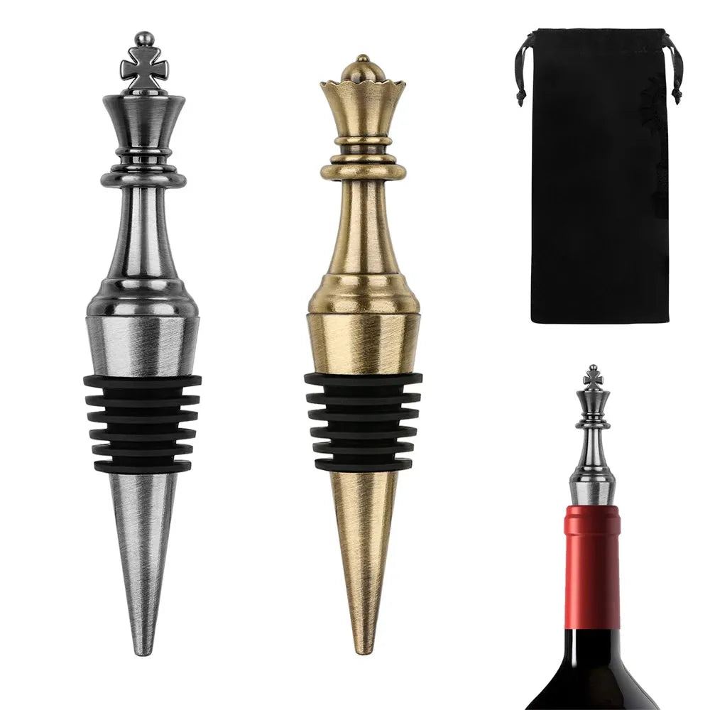 Metal Bottle Stopper Chess King/Queen Design Wine Champagne Saver Stoppers Beer Seal Wine Stoppers Unique Wine Accessory Gift