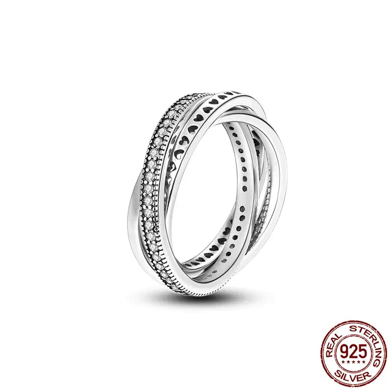 Sterling Silver Cocktail Ring Geometric Cubic Zircon for Women