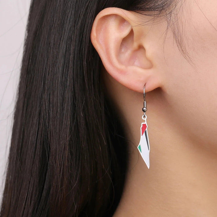 Cazador Palestine Map Earrings for Women Girls Stainless Steel Jewelry State Geography Drop Earrings Gift Wholesale Trendy 2024