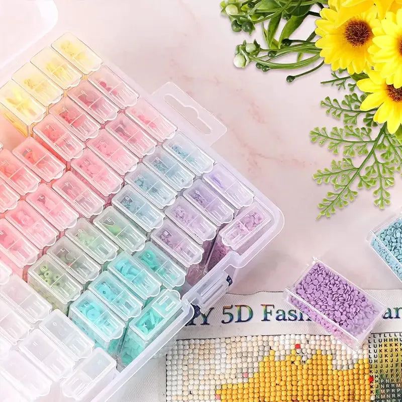 64 84 Grids Diamond Painting Storage Box Portable Seed Bead Organizer Case DIY Nail Art Plastic Container
