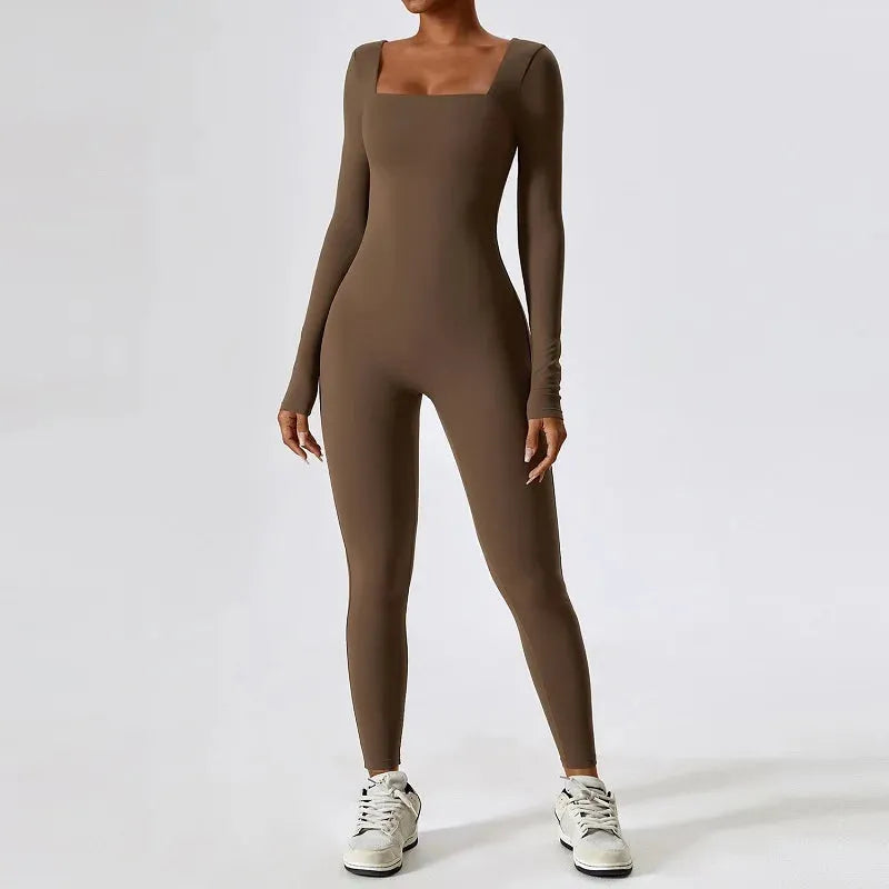 Yoga Wear Women's Sportswear Activewear Seamless Long Sleeve Yoga Wear Gym Jumpsuit Fitness Workout Wear Jumpsuit Women