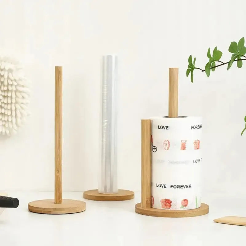Kitchen Roll Paper Towel Holder Wooden Bathroom Oak Wood Tissue Holder Roll Towel Rack Stand Kitchen Accessories
