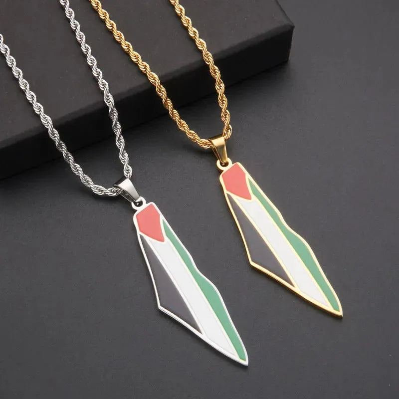 HNSP Palestine Flag Stainless Steel Pendant Chain Necklace For Men Jewelry Palestine Series Product Accessories