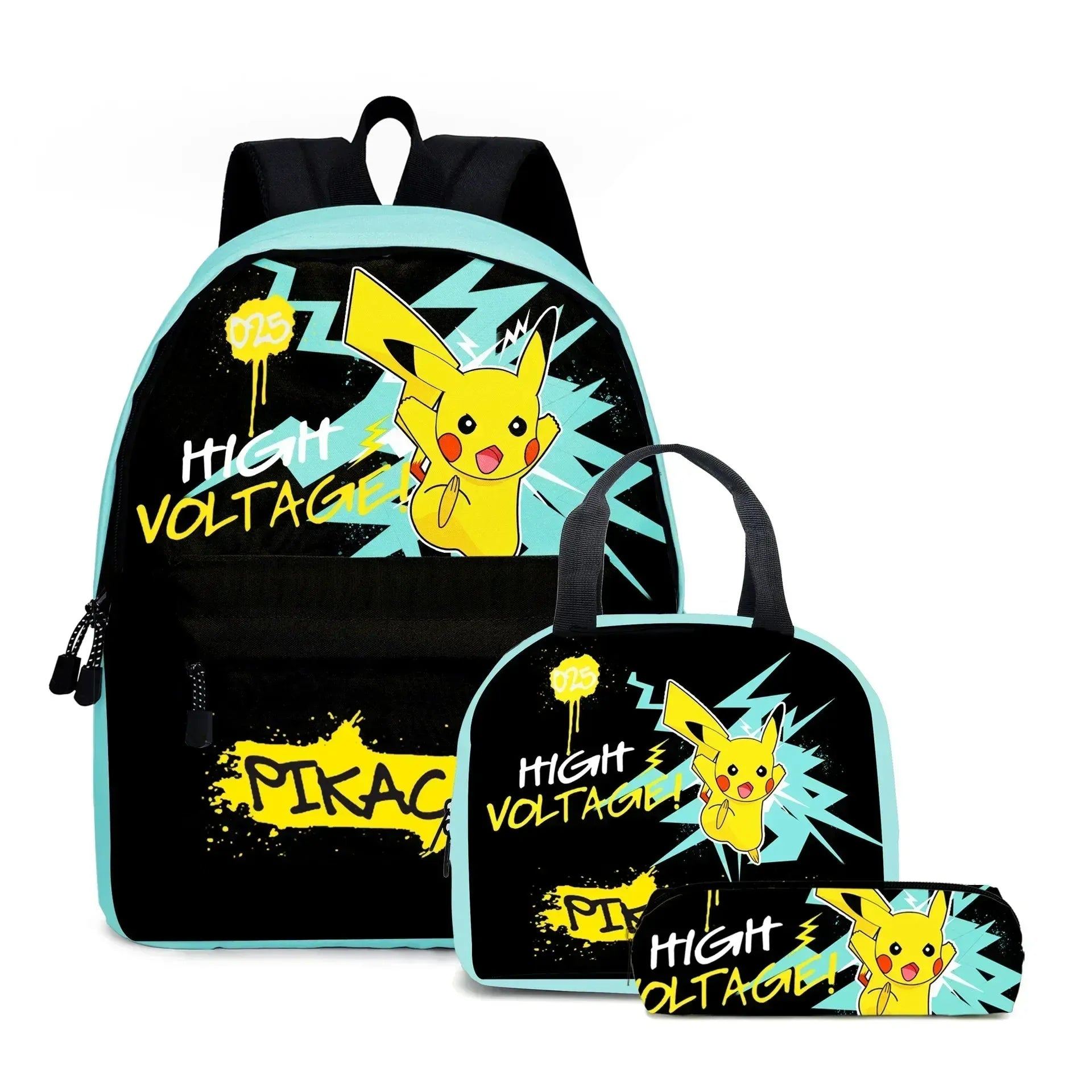 MINISO 2PC/3PC-Set Pikachu Pokémon Student School Bag Pencil Case Children's Gifts Cartoon Sports Backpack SchoolBag Mochila