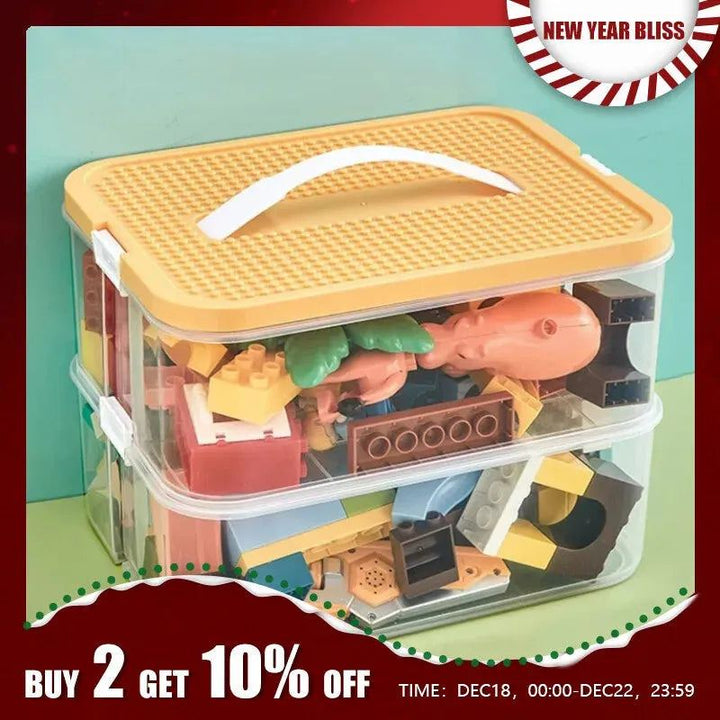 Building Blocks Toys Storage Box for Lids Brick Shaped Plastic Kids Bin Child Toy Containers Sundries Stackable Organizer