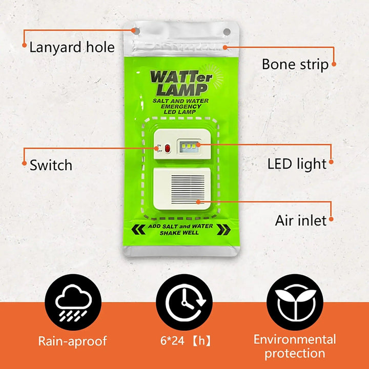 Portable Camping Lamp Salt Water Outdoor LED Emergency Lamp