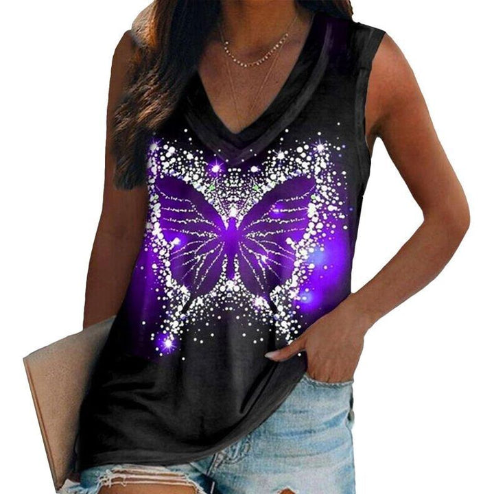 Women Ethnic Style Sleeveless T-shirt Vest Multi-pattern Print V-neck Casual Loose Shirts T-shirts with prints - Jointcorp