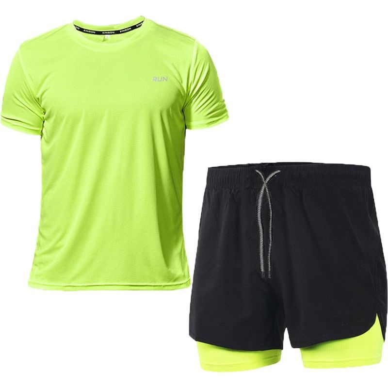 Men's summer running, gym & fitness sets with quick-dry tees & shorts - Jointcorp