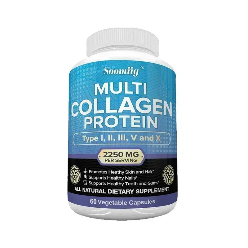 Collagen 2250mg Hydrolyzed Collagen Type 5 Healthy Formula Dietary Supplement Hair Skin Nails Teeth Overall Health Gluten Free