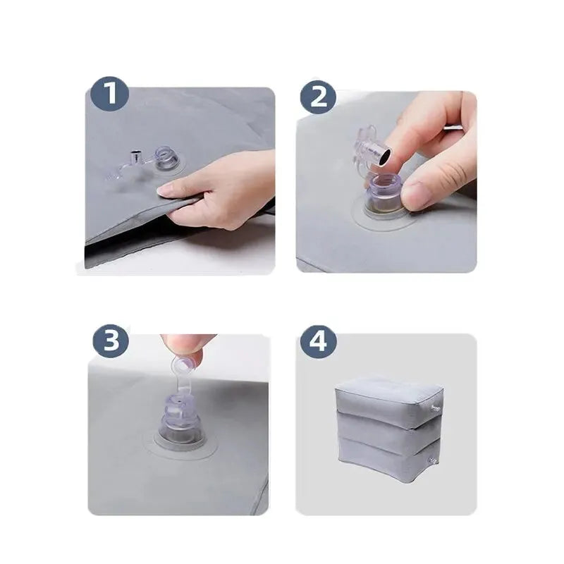 Travel Inflatable Three-layer Adjustable Foot Pillow Inflatable Footrest Sleep Sit Long-distance Train Car Foot Rest Footstool