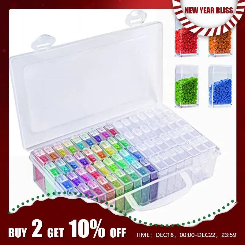 64 84 Grids Diamond Painting Storage Box Portable Seed Bead Organizer Case DIY Nail Art Plastic Container