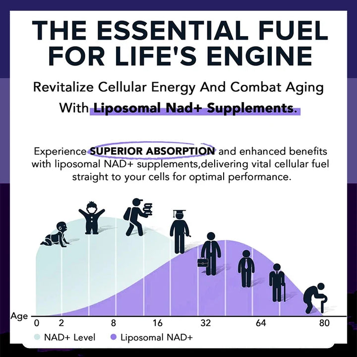 Holucks Liposomal NAD Supplements - Anti-aging, Energy and Focus, Support Cellular Health -60/120 Capsules