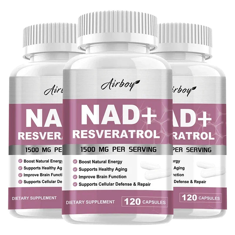 NAD+ Resveratrol Supplements - Natural Energy, Anti-aging and Cellular Health, Strengthens The Immune System