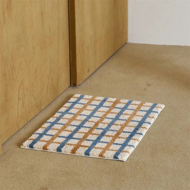 Ins Cashmere Striped Plaid Foot Mat, Absorbent, Non-slip, Household, Living Room, Sofa, Bedside Blanket, Bathroom, Korean-style