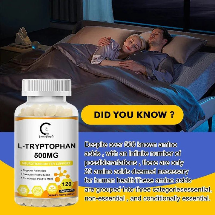 GPGP Greenpeople L-Tryptophan Capsule Antidepressant Adjusting emotions Nervous System Care Help Sleep Pill Anti-Pellagra