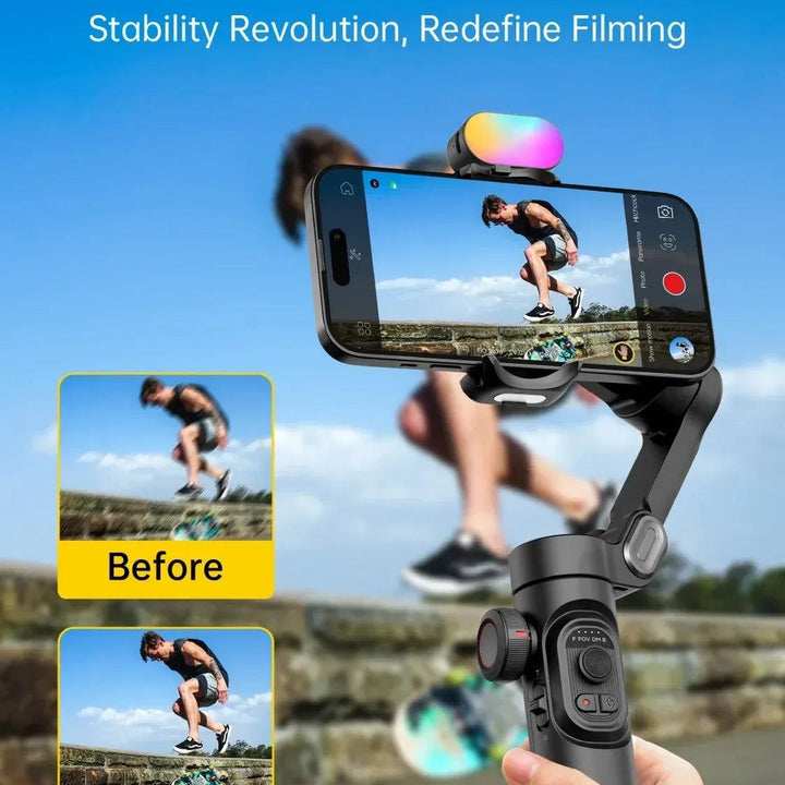 3-Axis Stabilizer for Smartphone, w/Focus Wheel Face/Object Tracking Foldable Gimbal for Video Recording -Smart XE Combo