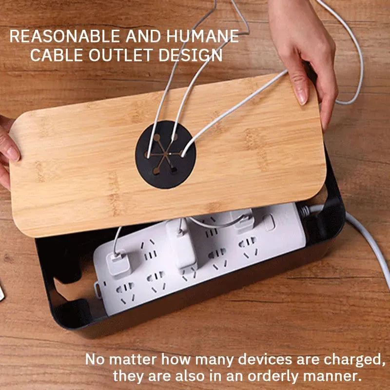 1PC Cable Storage Box Desktop Charging Cable Data Cable Storage Device Plug Socket Cable Management Device Black White