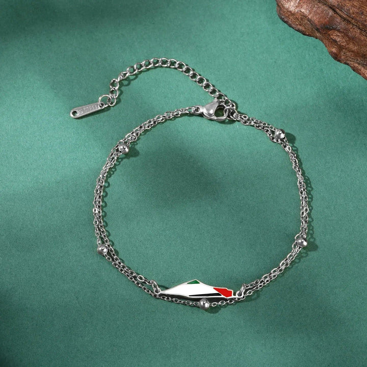 Enamel Palestine Map Charm Bracelets for Women Men Stainless Steel Gold Color Hand Bracelet Country Geography Jewelry Wholesale