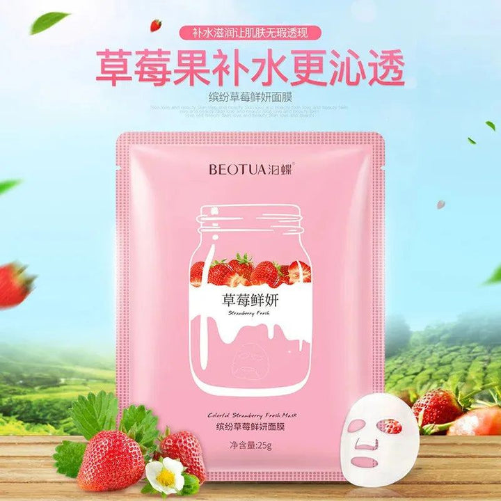 15pcs BEOTUA Fresh Fruit Face Mask Hyaluronic Acid Hydrating Facial Mask Moisturizing Firming Face Masks Skin Care