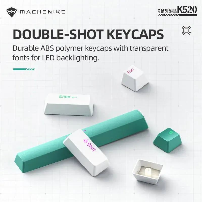 Machenike K520 Mechanical Keyboard Wired Connection Blue Switch Hot Swappable 108 Keys LED Backlit RGB Sidelit Gaming Keyboard