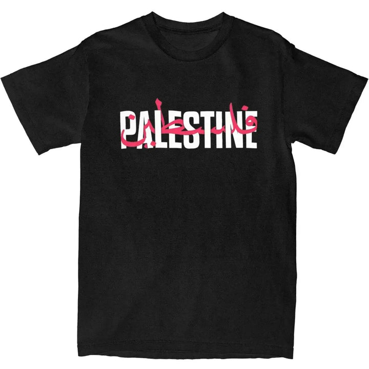 Palestine Word Arabic And English T Shirt Summer Y2K Funny T-Shirts Pure Cotton Trending Tshirt For Men Short Sleeves  Clothing