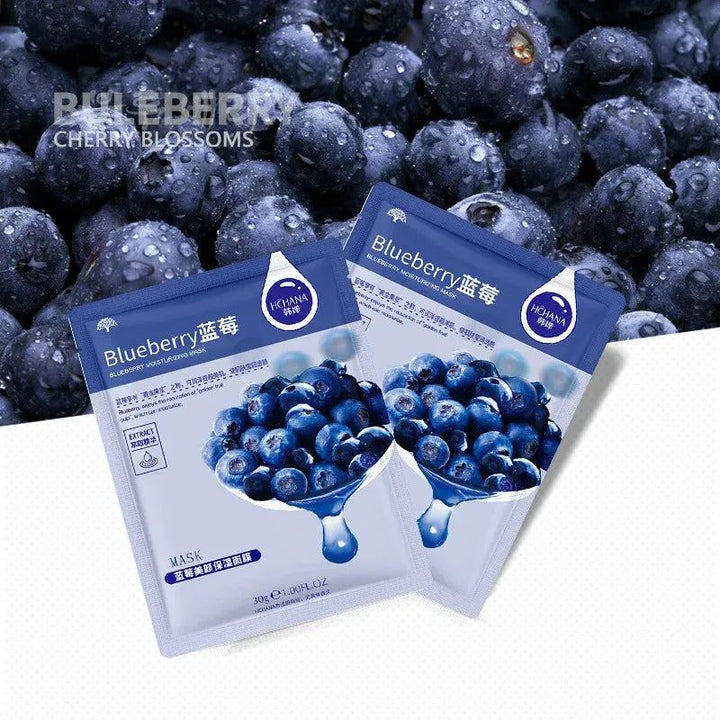 12PCS Honey Facial Mask Blueberry Pomegranate Aloe Plant Algae Facial Mask Moisturizing&Shrinking Pore Cosmetics skin care