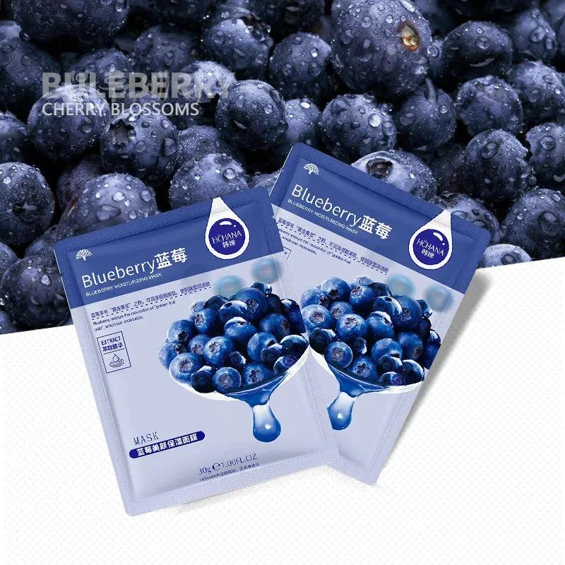 12PCS Honey Facial Mask Blueberry Pomegranate Aloe Plant Algae Facial Mask Moisturizing&Shrinking Pore Cosmetics skin care