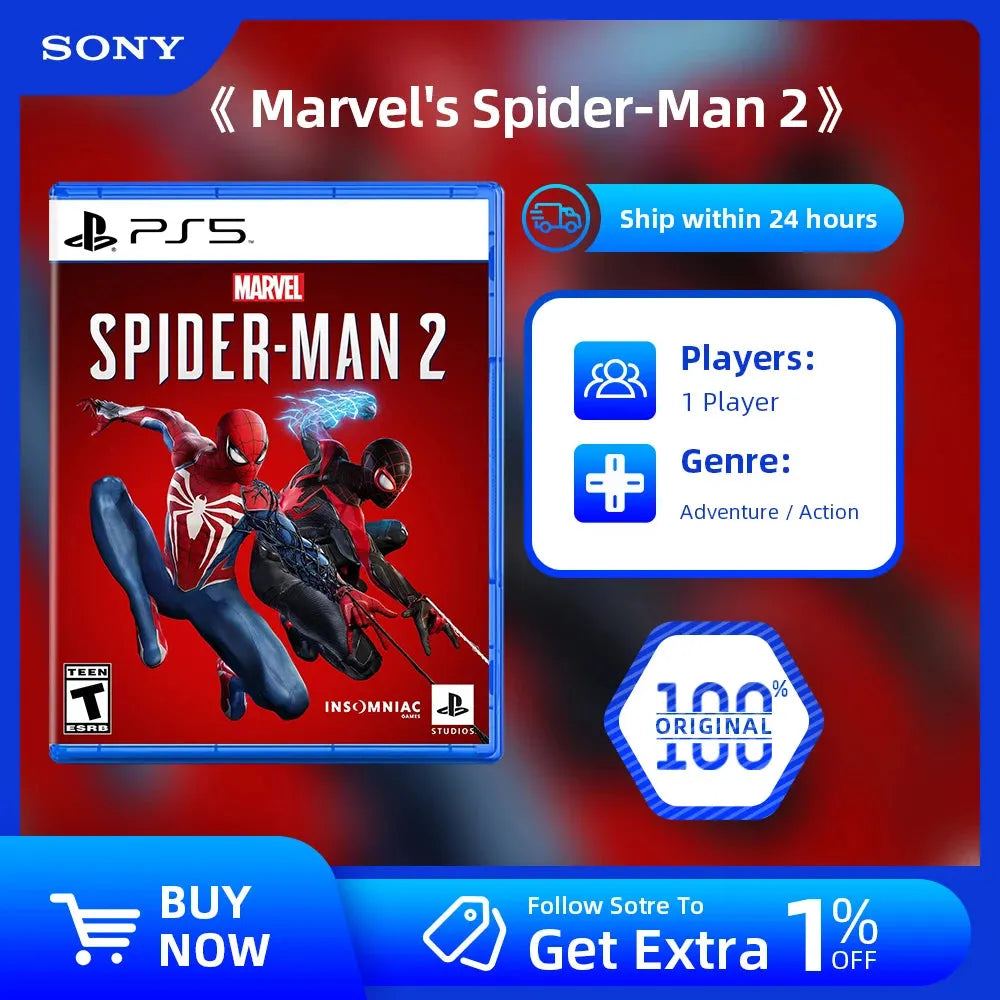 Sony PlayStation 5 PS5 Game Deals - Marvel's Spider-Man 2 -  100% Official Original Physical Game Card