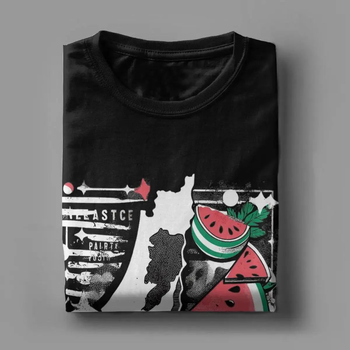 Watermelon Palestine Palestinian T Shirt for Men 100% Cotton Casual T-Shirt Round Collar Tee Shirt Short Sleeve Clothes Printed