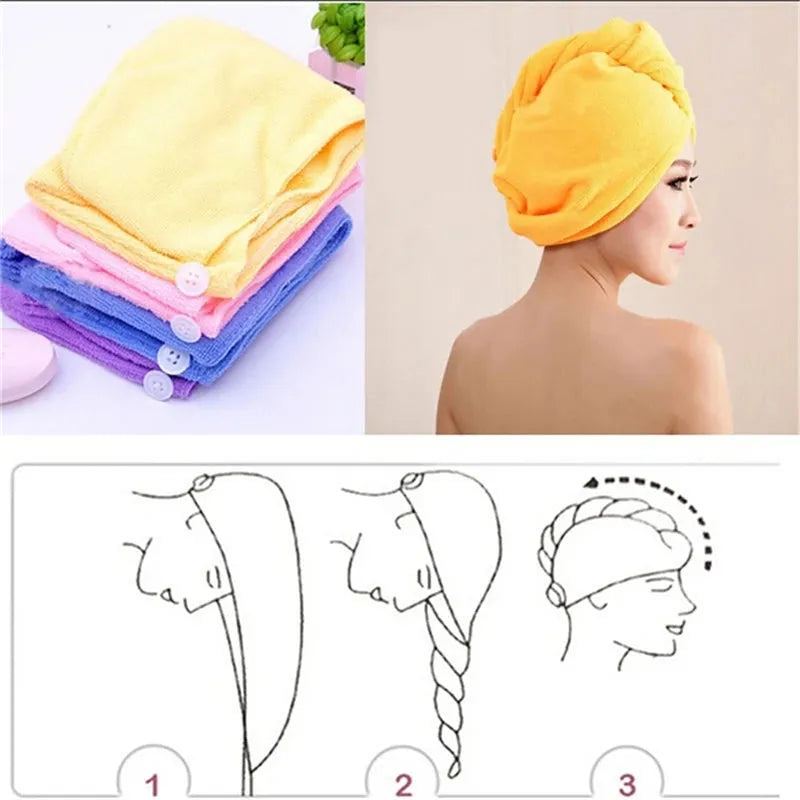 Women Long Hair Quick-Dry Hair Towel Soft Microfiber Towels Shower Cap Towel Bath Hats for Women Dry Hair Cap Lady Turban Head