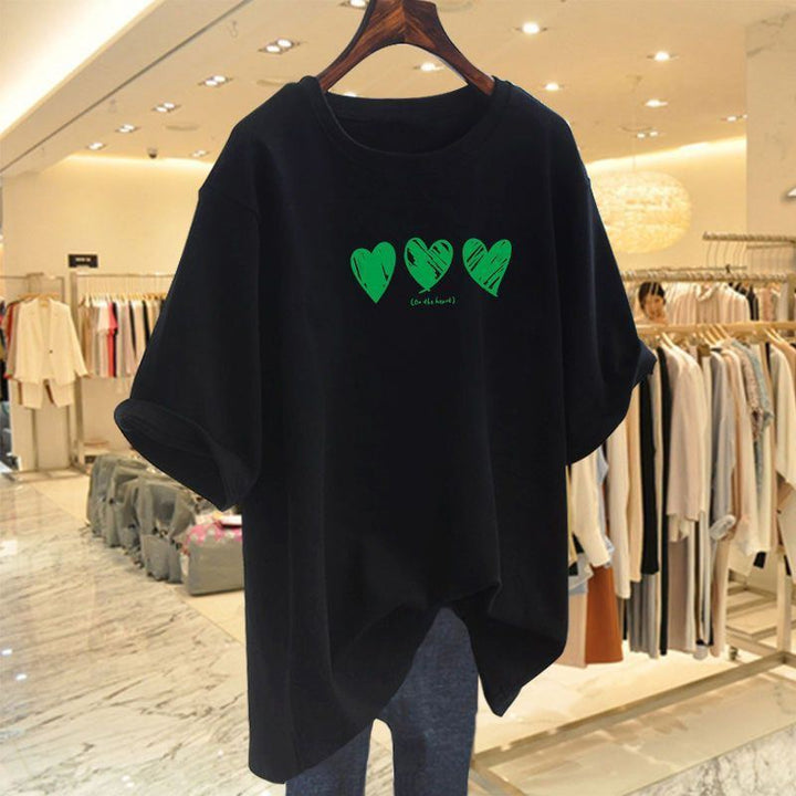 Women Clothing Printed T-shirt Summer Plus Size Top Short Sleeve Causal Basic All Cotton Tees Pullovers - Jointcorp