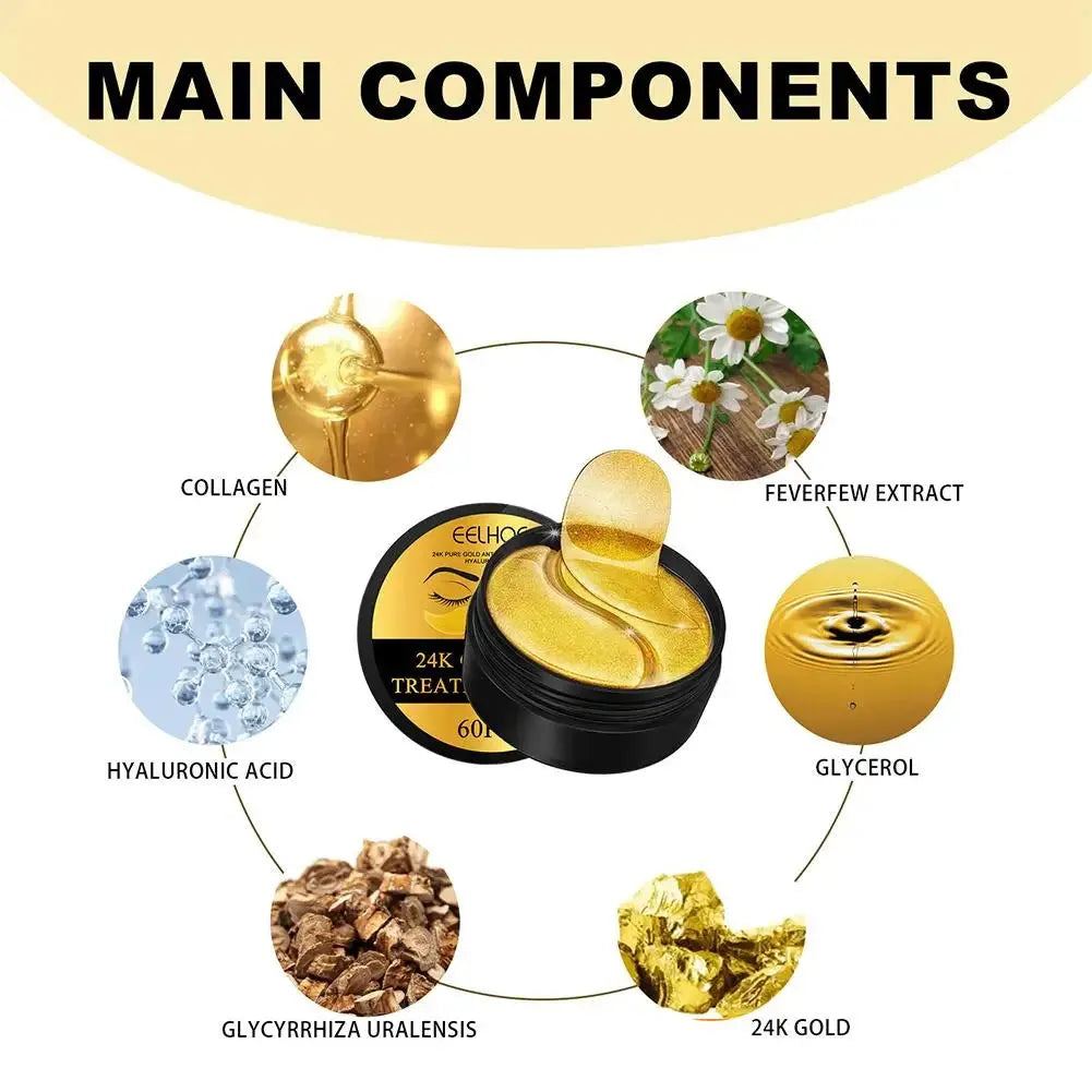 Golden Snail Eye Mask Wrinkles Remover Under Eye Patches Anti Dark Circles,Rejuvenating Treatment Refreshing Eye Care Products